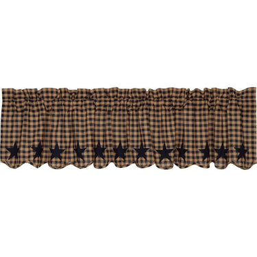 Navy Star Scalloped Valance Curtain 16x72 - The Fox Decor